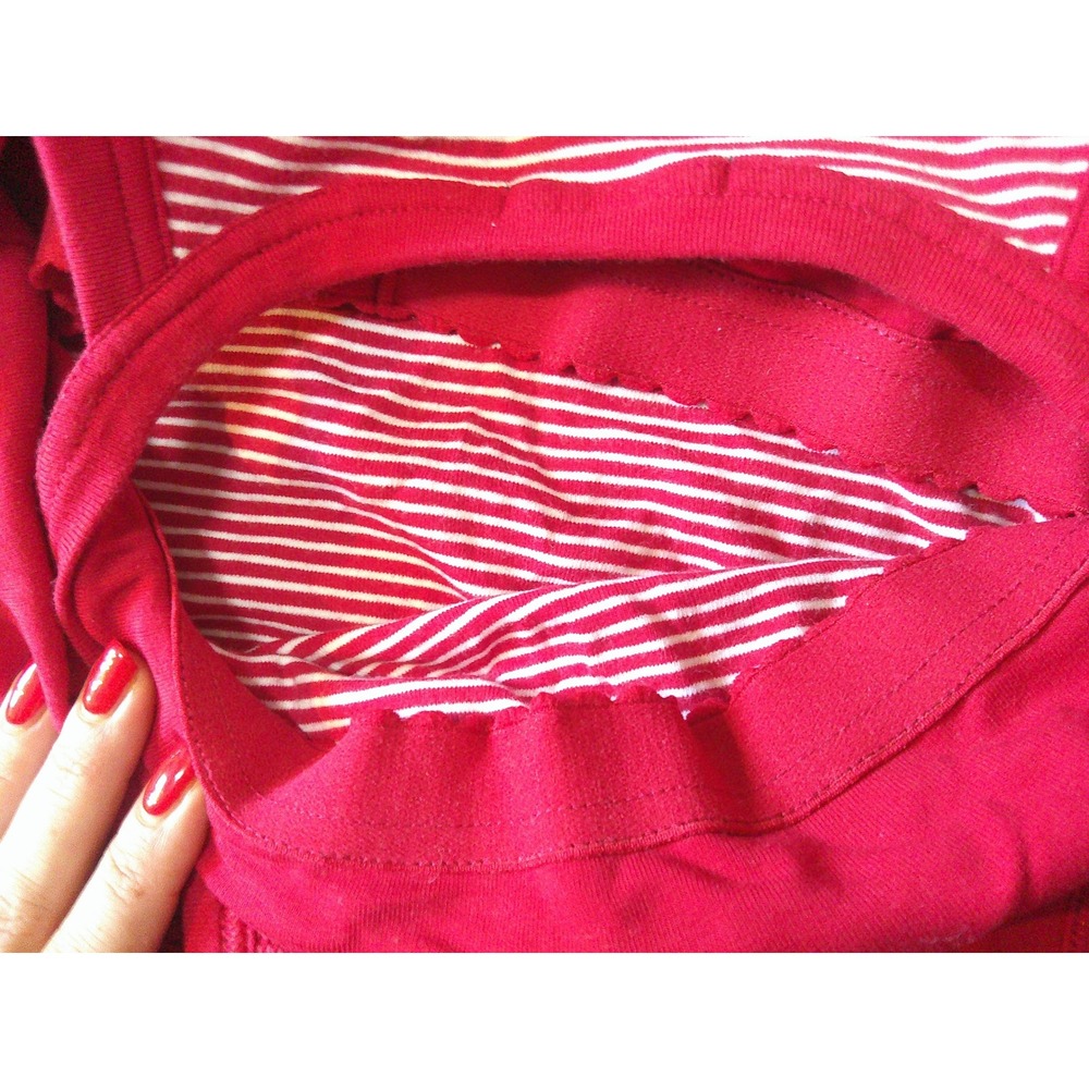 GAP Striped Halter Tank Top Womens M Red White Excellent Built-in Bra Stretch - Picture 4 of 5